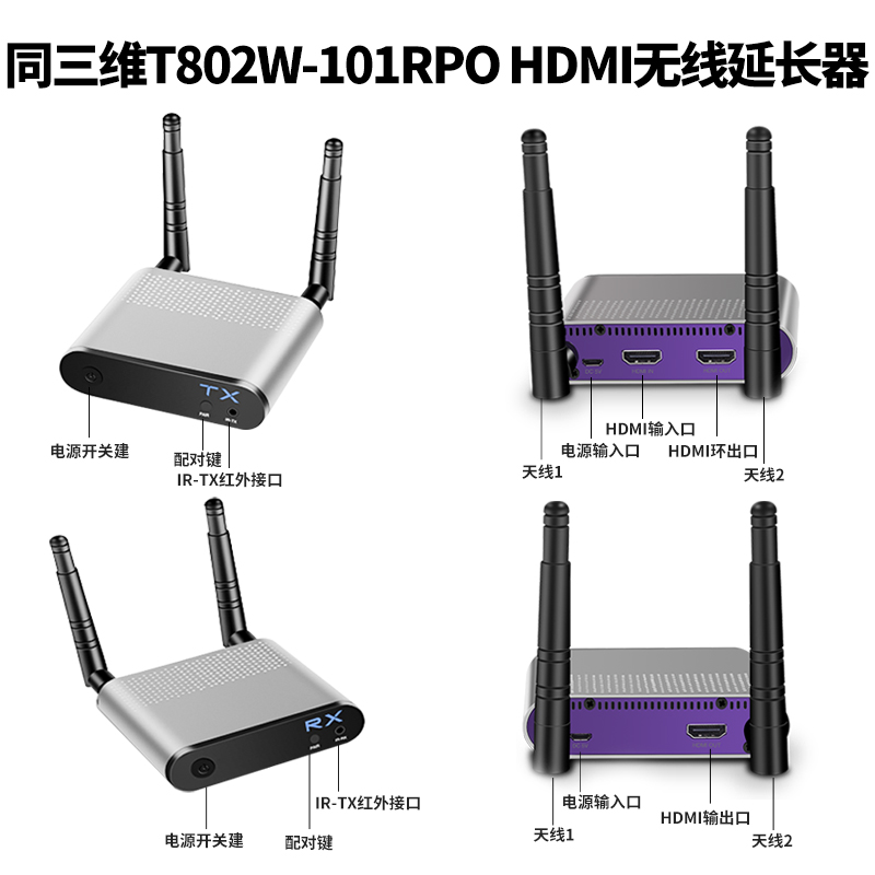 T802W-100PRO系列HDMI無(wú)線(xiàn)延長(zhǎng)器接口說(shuō)明